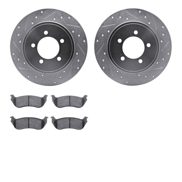 Dynamic Friction Co 7302-54145, Rotors-Drilled and Slotted-Silver with 3000 Series Ceramic Brake Pads, Zinc Coated 7302-54145